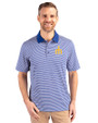 Seattle Mariners Cooperstown Cutter & Buck Forge Tonal Stripe Stretch Mens Polo Tour Blue Front