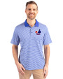 Montreal Expos Cooperstown Cutter & Buck Forge Tonal Stripe Stretch Mens Polo Chelan Blue Front