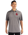 Boston Red Sox Cooperstown Cutter & Buck Genre Textured Solid Mens Polo Elemental Grey Front