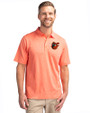 Baltimore Orioles Cooperstown Cutter & Buck Forge Heathered Stretch Mens Polo College Orange Heather Front