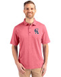 Los Angeles Angels Cooperstown Cutter & Buck Forge Heathered Stretch Mens Polo Cardinal Red Heather Front