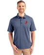Cleveland Indians Cooperstown Cutter & Buck Forge Heathered Stretch Mens Polo Indigo Heather Front