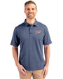 Minnesota Twins Cooperstown Cutter & Buck Forge Heathered Stretch Mens Polo Indigo Heather Front