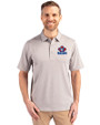 Toronto Blue Jays Cooperstown Cutter & Buck Forge Heathered Stretch Mens Polo Polished Heather Front