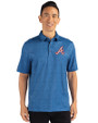 Atlanta Braves Cooperstown Cutter & Buck Pike Micro Floral Print Stretch Mens Polo Indigo Front