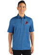 St. Louis Cardinals Cooperstown Cutter & Buck Pike Micro Floral Print Stretch Mens Polo Indigo Front