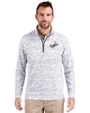 Los Angeles Dodgers Cooperstown Cutter & Buck Traverse Stretch Eco Camo Print Quarter Zip Mens Pullover Charcoal Front