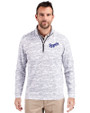 Kansas City Royals Cooperstown Cutter & Buck Traverse Stretch Eco Camo Print Quarter Zip Mens Pullover Charcoal Front