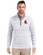 Boston Red Sox Cooperstown Cutter & Buck Traverse Stretch Eco Camo Print Quarter Zip Mens Pullover Charcoal Front