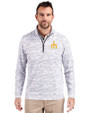 Seattle Mariners Cooperstown Cutter & Buck Traverse Stretch Eco Camo Print Quarter Zip Mens Pullover Charcoal Front
