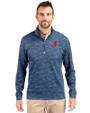 Cleveland Indians Cooperstown Cutter & Buck Traverse Stretch Eco Camo Print Quarter Zip Mens Pullover Navy Blue Front