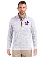 Montreal Expos Cooperstown Cutter & Buck Traverse Stretch Eco Camo Print Quarter Zip Mens Pullover Charcoal Front