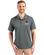 Louisville Cardinals Alumni Cutter & Buck Prospect Eco Textured Stretch Recycled Mens Short Sleeve Polo Elemental Grey Front