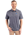 Kansas Jayhawks Alumni Cutter & Buck Pike Constellation Print Stretch Mens Polo Black Front