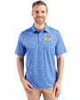 Milwaukee Brewers Cooperstown Cutter & Buck Pike Constellation Print Stretch Mens Polo Chelan Blue Front