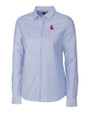 Boston Red Sox Cooperstown Cutter & Buck Stretch Oxford Womens Long Sleeve Dress Shirt Light Blue Mannequin