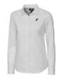 Miami Marlins Cooperstown Cutter & Buck Stretch Oxford Womens Long Sleeve Dress Shirt White Mannequin