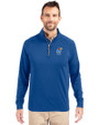 Kansas Jayhawks Alumni Cutter & Buck Adapt Eco Knit Stretch Recycled Mens Quarter Zip Pullover Tour Blue Front