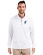 Kansas Jayhawks Alumni Cutter & Buck Adapt Eco Knit Stretch Recycled Mens Quarter Zip Pullover White Front