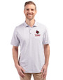 Louisville Cardinals Alumni Cutter & Buck Virtue Eco Pique Botanical Print Recycled Mens Polo Polished Medium Gray Front