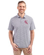 Los Angeles Angels Cooperstown Cutter & Buck Virtue Eco Pique Botanical Print Recycled Mens Polo Navy Blue Front