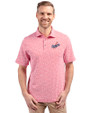 Los Angeles Dodgers Cooperstown Cutter & Buck Virtue Eco Pique Botanical Print Recycled Mens Polo Red Front