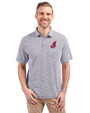 Cleveland Indians Cooperstown Cutter & Buck Virtue Eco Pique Botanical Print Recycled Mens Polo Navy Blue Front