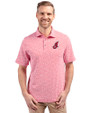 Cleveland Indians Cooperstown Cutter & Buck Virtue Eco Pique Botanical Print Recycled Mens Polo Red Front