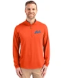 New York Mets Cooperstown Cutter & Buck Virtue Eco Pique Recycled Quarter Zip Mens Pullover College Orange Front