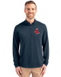Boston Red Sox Cooperstown Cutter & Buck Virtue Eco Pique Recycled Quarter Zip Mens Pullover Navy Blue Front