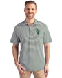 Athletics Cooperstown Cutter & Buck Virtue Eco Pique Stripe Recycled Mens Polo Hunter Green Front