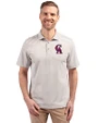 Los Angeles Angels Cooperstown Cutter & Buck Virtue Eco Pique Stripe Recycled Mens Polo Polished Medium Gray Front