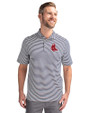 Boston Red Sox Cooperstown Cutter & Buck Virtue Eco Pique Stripe Recycled Mens Polo Navy Blue Front