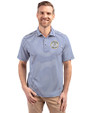 Milwaukee Brewers Cooperstown Cutter & Buck Virtue Eco Pique Stripe Recycled Mens Polo Tour Blue Front