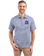 Toronto Blue Jays Cooperstown Cutter & Buck Virtue Eco Pique Stripe Recycled Mens Polo Tour Blue Front