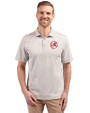 New York Yankees Cooperstown Cutter & Buck Virtue Eco Pique Stripe Recycled Mens Polo Polished Medium Gray Front