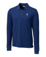 Chicago Cubs Cooperstown Cutter & Buck Advantage Eco Tri-Blend Pique Mens Long Sleeve Polo Indigo Mannequin