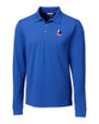 Montreal Expos Cooperstown Cutter & Buck Advantage Eco Tri-Blend Pique Mens Long Sleeve Polo Chelan Blue Mannequin