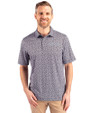 Colorado Rockies Cooperstown Cutter & Buck Pike Magnolia Print Stretch Mens Polo Black/Polished Front