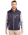 Toronto Blue Jays Cooperstown Cutter & Buck Rainier PrimaLoft® Mens Eco Insulated Full Zip Puffer Vest Dark Navy/Silver Front