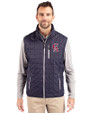 Los Angeles Angels Cooperstown Cutter & Buck Rainier PrimaLoft® Mens Eco Insulated Full Zip Puffer Vest Dark Navy/Silver Front