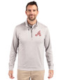 Atlanta Braves Cooperstown Cutter & Buck Stealth Heathered Quarter Zip Mens Pullover Polished Medium Gray Front