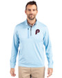 Philadelphia Phillies Cooperstown Cutter & Buck Stealth Heathered Quarter Zip Mens Pullover Atlas Light Blue Front