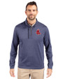 Boston Red Sox Cooperstown Cutter & Buck Stealth Heathered Quarter Zip Mens Pullover Liberty Navy Front