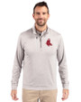 Boston Red Sox Cooperstown Cutter & Buck Stealth Heathered Quarter Zip Mens Pullover Polished Medium Gray Front