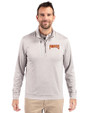 Pittsburgh Pirates Cooperstown Cutter & Buck Stealth Heathered Quarter Zip Mens Pullover Polished Medium Gray Front
