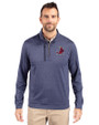 St. Louis Cardinals Cooperstown Cutter & Buck Stealth Heathered Quarter Zip Mens Pullover Liberty Navy Front
