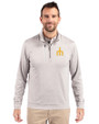 Seattle Mariners Cooperstown Cutter & Buck Stealth Heathered Quarter Zip Mens Pullover Polished Medium Gray Front