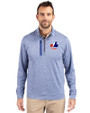 Montreal Expos Cooperstown Cutter & Buck Stealth Heathered Quarter Zip Mens Pullover Tour Blue Front