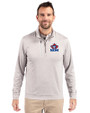Toronto Blue Jays Cooperstown Cutter & Buck Stealth Heathered Quarter Zip Mens Pullover Polished Medium Gray Front